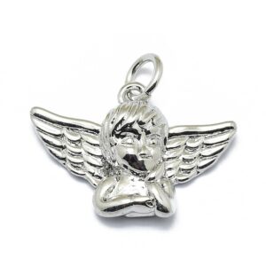 Privjesak Anđeo , mjed, pozlata platinom, 13,5x19x5 mm, 1 kom