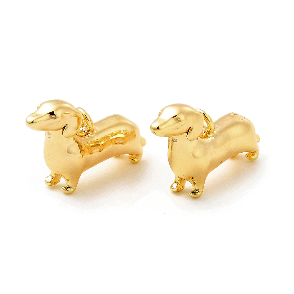 Privjesak pas jazavčar, mjed, pozlata 18K zlatom, 10x4x16mm, 1 kom - Slika 3