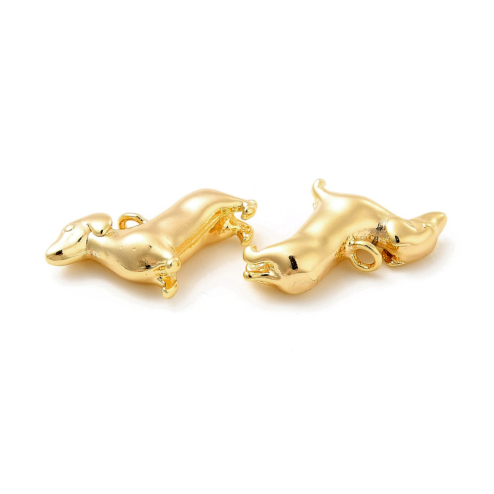 Privjesak pas jazavčar, mjed, pozlata 18K zlatom, 10x4x16mm, 1 kom - Slika 2