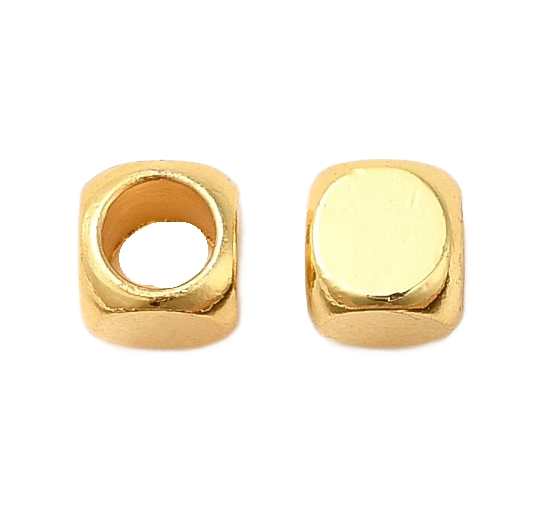 Perlica četvrtasta, mjed, 5x5-3mm, pozlata 18K zlatom, 10 kom - Slika 2