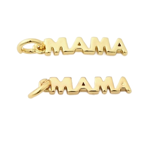Privjesak Mama, mjed, pozlata 18K zlatom, 16,5x3x2 mm, bez nikla, kadmija i olova