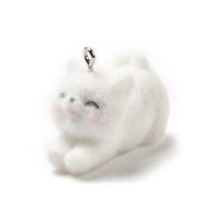 Privjesak Fluffy Mačka, 3 d, 1 kom, od resina s kopčom od nehrđajućeg čelika vel 5x3 mm, vel 23,5x17x31 mm