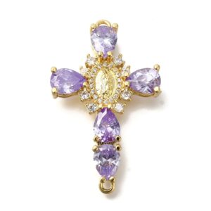 Privjesak Križ, mjed+cirkonij, pozlata 18K zlatom, 40X24,5X7 mm, 1 kom