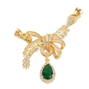 Kopča toggle, mjed pozlata 18K zlatom+cubic cirkonij, 40x34x8 mm, bez nikla, kadmija i olova