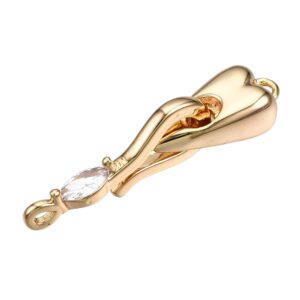 Kopča Srce, mjed pozlata 18K zlatom+cubic cirkonij, 29mm+27x7x3 mm, bez nikla, kadmija i olova
