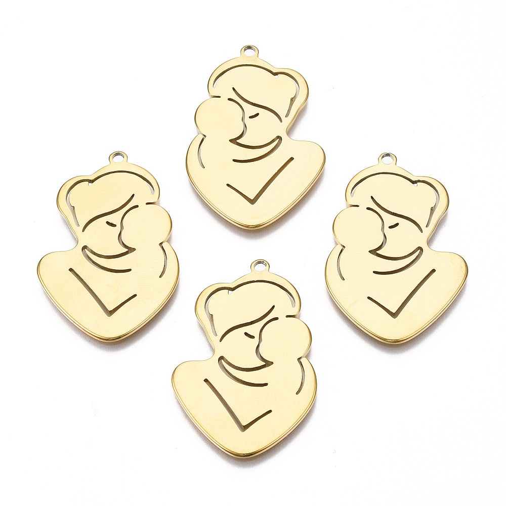 Privjesak Majka i dijete, nehrđajući čelik, pozlata 18K zlatom, vel.37,5x24,5x1 mm, s kopčom 8x3 mm,1 kom - Slika 3