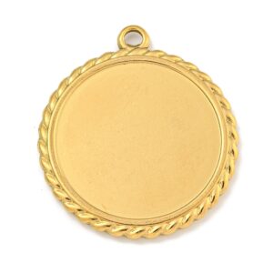 Privjesak Medaljon, nehrđajući čelik pozlata 18K zlatom , 33,5x30x2,5 mm, podloga ∅24 mm, 1 kom