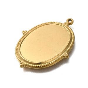Privjesak Medaljon, nehrđajući čelik pozlata 18K zlatom , 36,5x26,5x2mm, unut.25,5x18,5 mm, 1 kom