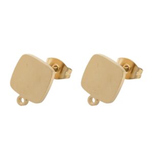Kopča za naušnice, nehrđajući čelik ION pozlata 18K zlatom, 11x9 mm, 2 kom, SS304