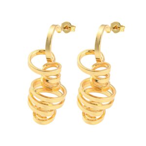 Naušnice Spirale, pozlata 18K zlatom, podloga mesing, 40,5x16 mm