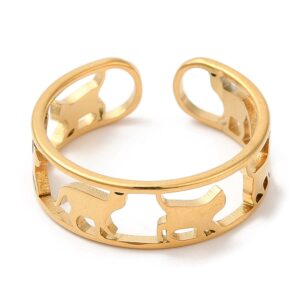 Prsten Mačka, nehrđajući čelik, pozlata 18K zlatom, SS304, regulirajuća vel 16 mm, 1 kom
