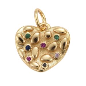 Privjesak Srce, pozlata18K zlatom + kubni cirkonij, 12x12x2 mm, 1 kom CZ6