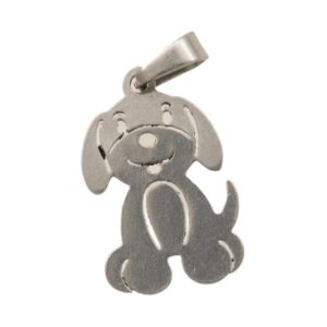 Privjesak Pas, nehrđajući čelik, 17x11x1 mm alka: 5x3 mm, 1 kom, boja: inox, SS304