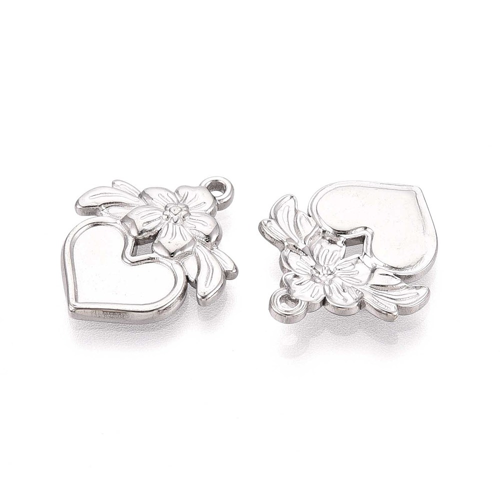 Privjesak Srce nehrđajući čelik 19x16x2,5 , podloga srce 5,5x10 mm, boja : inox 1 kom - Slika 3