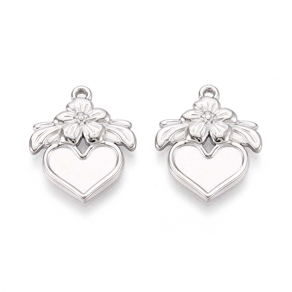 Privjesak Srce nehrđajući čelik 19x16x2,5 , podloga srce 5,5x10 mm, boja : inox 1 kom - Slika 4