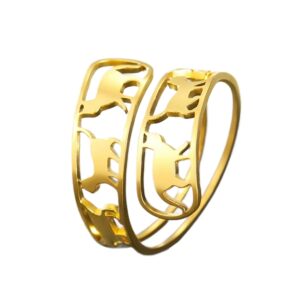 Prsten Mačka, nehrđajući čelik, pozlata 18K zlatom, SS304, vel 19,5 mm, 1 kom