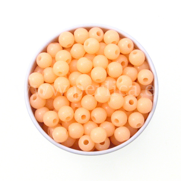 Akrilne perle 6 mm, boja breskve, 100 kom