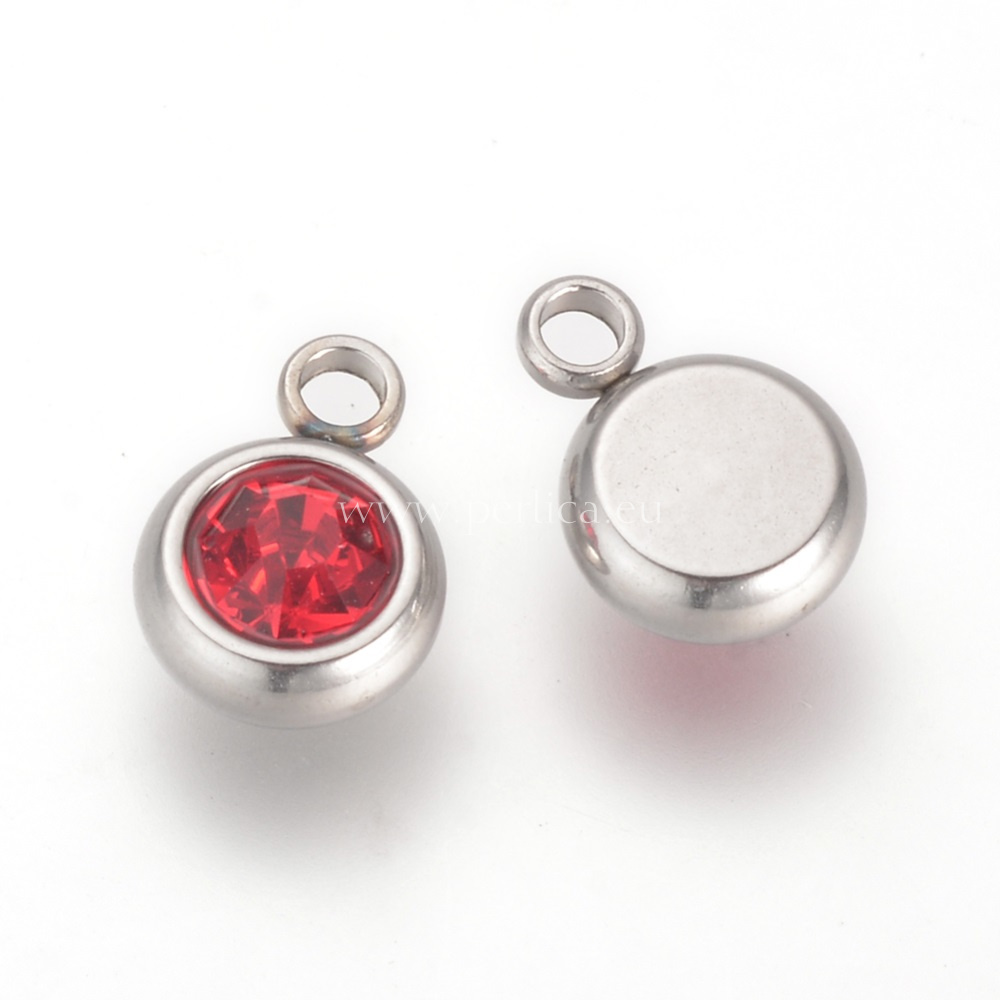 Privjesak SS304 8,5x5,5x3 mm, boja:crvena,  2 kom,SS10