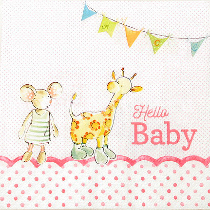 Salveta "Hello baby" light rose D11