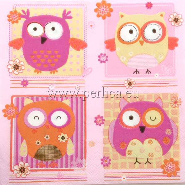 Salveta Funny Owl Pink PT10