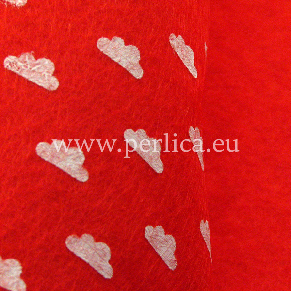 Filc 30x30 cm, crveni s oblacima, 0,8-1 mm