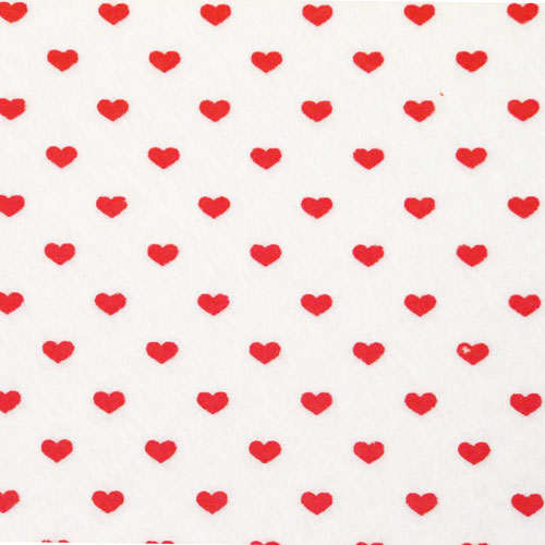 Filc 30x30 cm, bijeli s srcima, 0,8-1 mm
