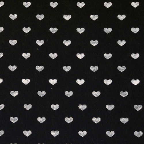 Filc 30x30 cm, crni,srca, 0,8-1 mm