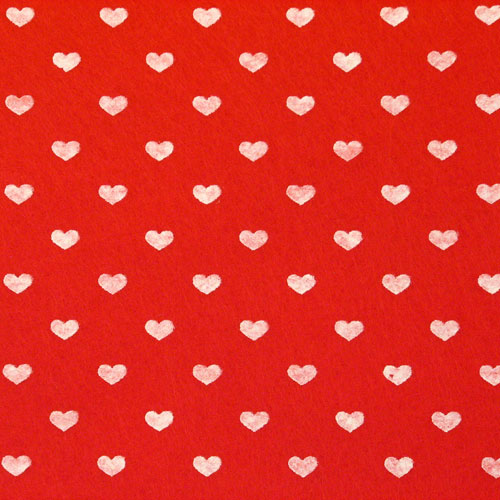 Filc 30x30 cm, crveni s srcima, 0,8-1 mm
