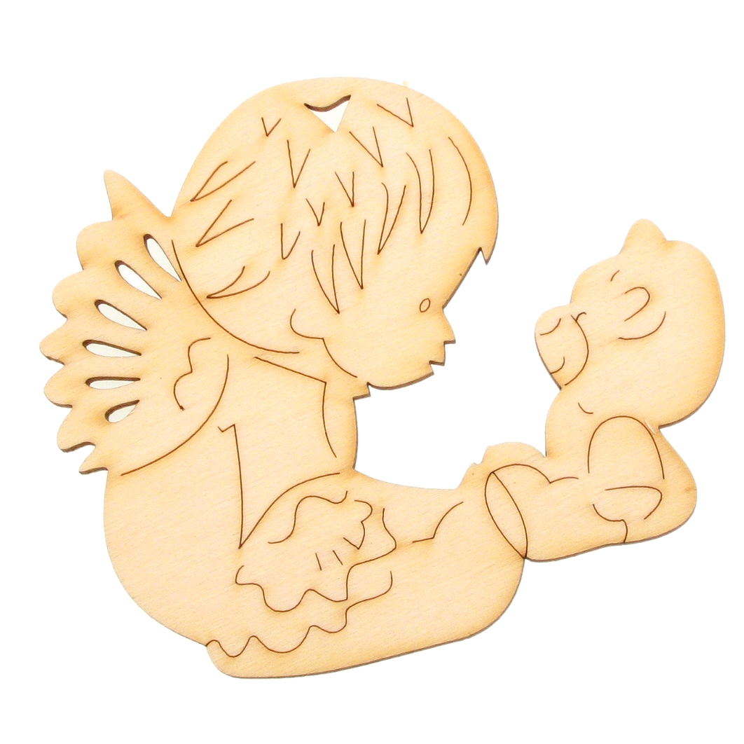 Drveni art.Anđeo s medvjedićem 1 kom , vel 100x83mm DRV1