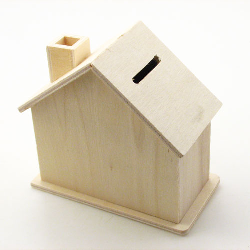 Drvena kasica kućica 10x10x5,5 cm