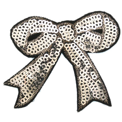 Zakrpa mašna srebrna 6x6,5 cm, ZK2