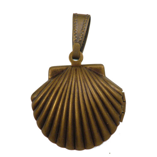 Medaljon školjka, vel 32 x 23 mm , boja:antik bronca, 1 kom MD71