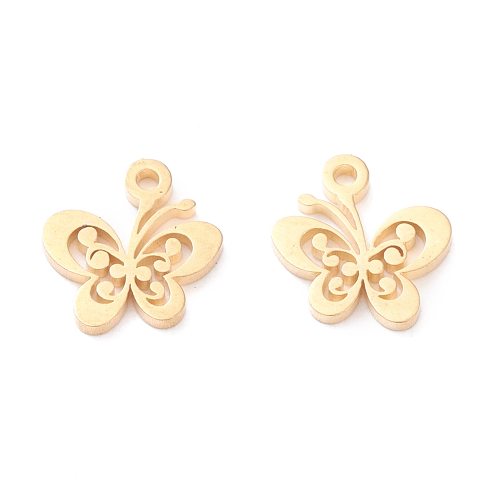 Privjesak "Leptir" SS304 vel.10x10x1 mm 2 kom, boja:zlatna SS67