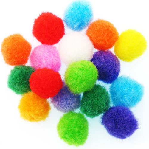 Pompon 15 mm 60 kom, šareni mix