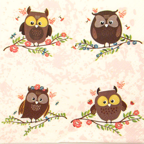 Salveta "Brown Owls on Twigs" PT14