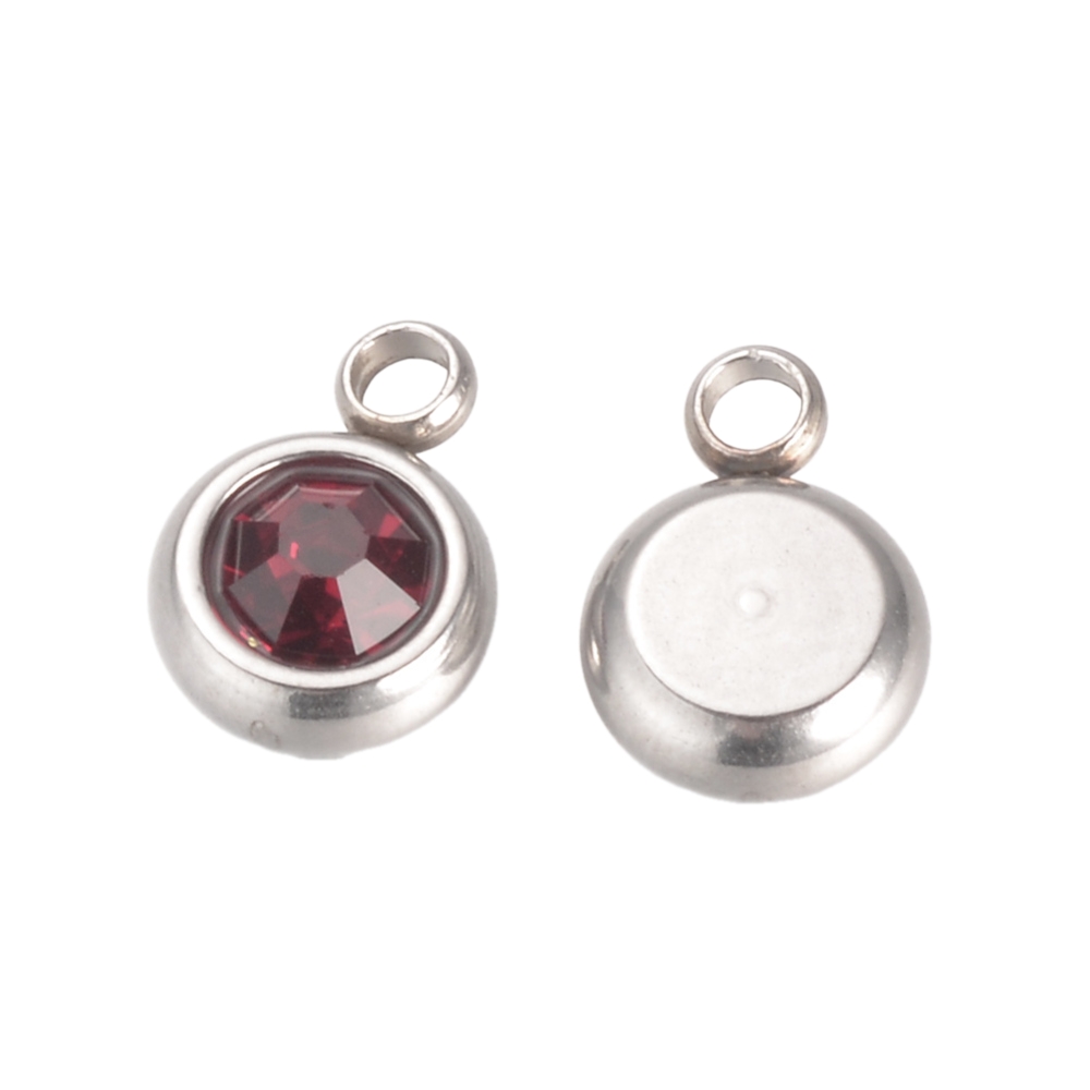 Privjesak SS304 8,5x5,5x3 mm, boja:garnet 2 kom,SS10