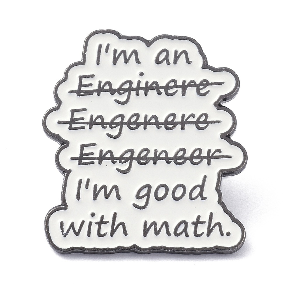 Broš "Good with math", vel 28x25x2 mm, iglica 1,2 mm  MD61