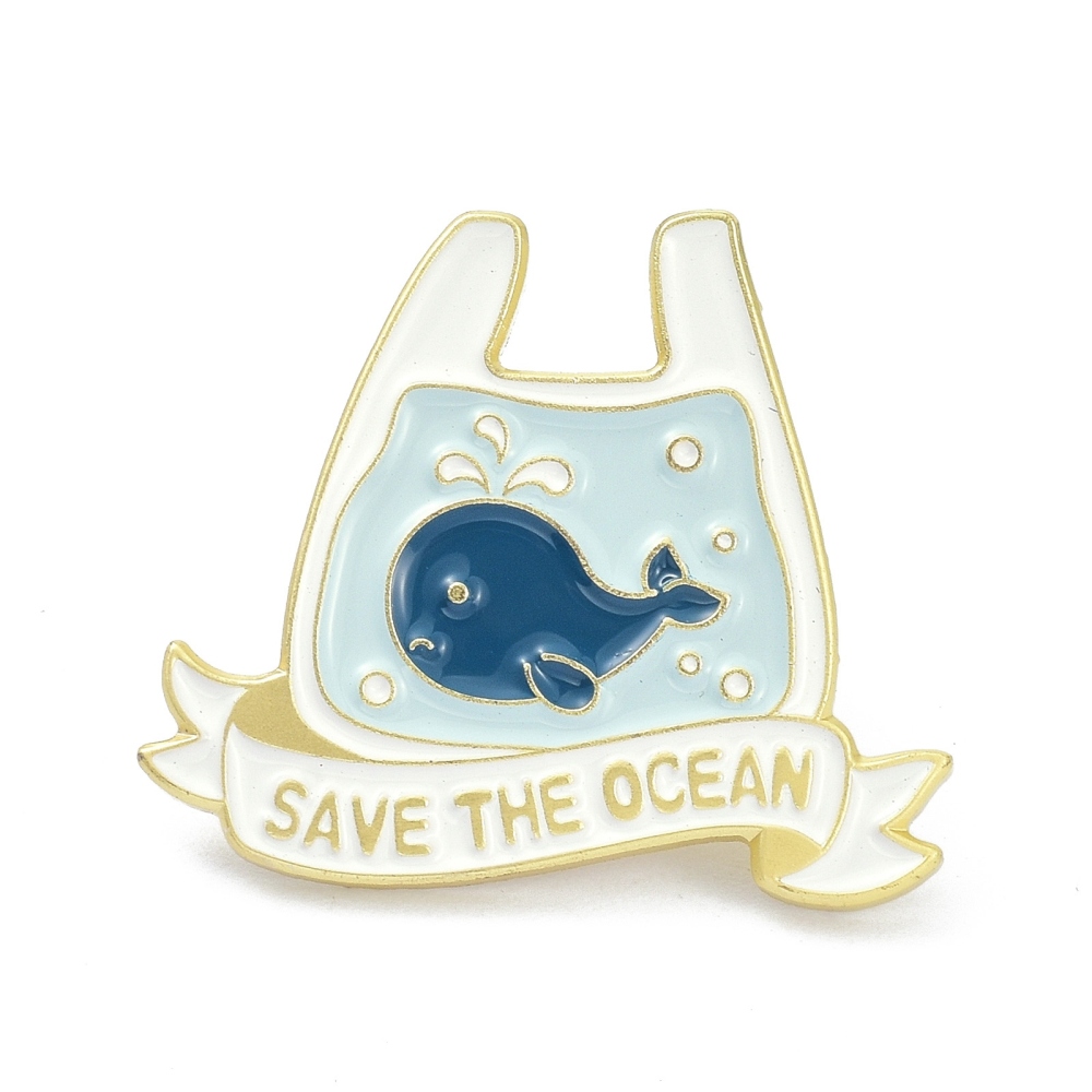 Broš Save the Ocean vel 23x26x2 mm, iglica 1,2 mm  MD61