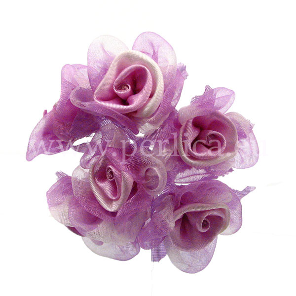 Pušlek 6 cvijetica, 3cm, svila i organtes, lila