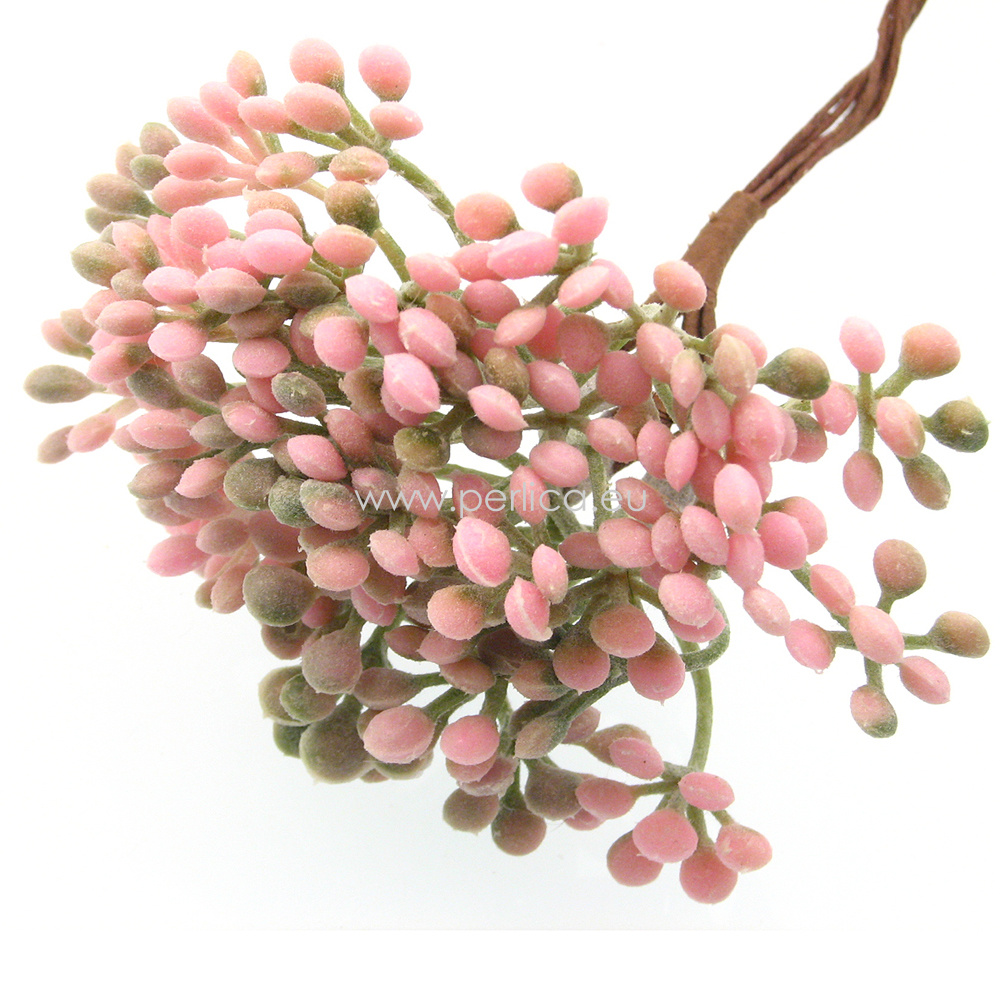 Bobice 6 kom s po 6x6 cvijetića, roza-zelene