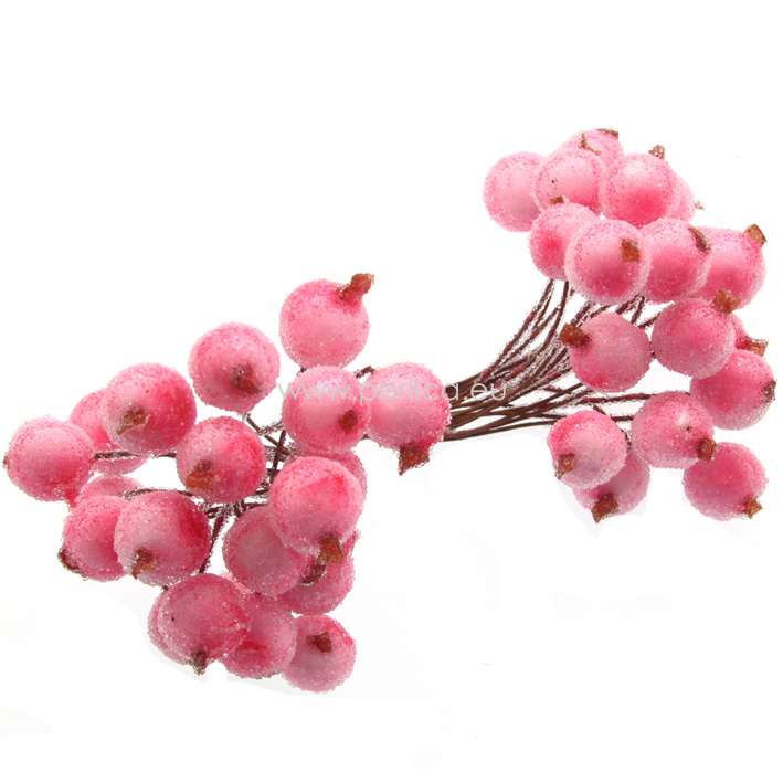 Bobice 1,2 cm 40 kom,boja: roza, led