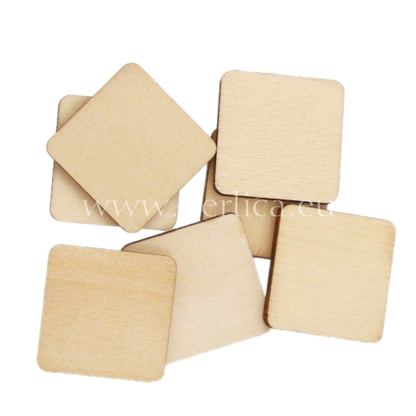 Drvena pločica 3 x 3 cm, 12 kom, DRV19