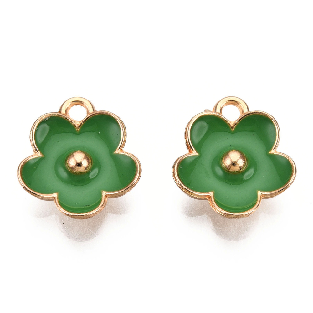 Privjesak emajl  " Cvijetic" zeleni , vel 13x12x3 mm, 2 kom, EM5
