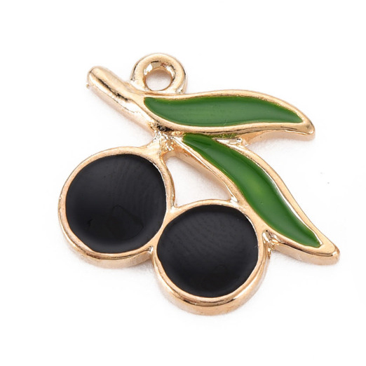 Privjesak emajl,  Maslina vel 17x20x2 mm, rupa 1,6 mm , 1 komad EM6