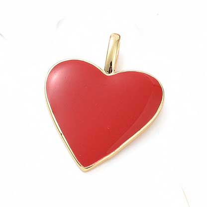 Privjesak emajl Srce crveno, vel 24x19x1.5 mm, pozlata 18 karat.zlatom, 1 kom EM9