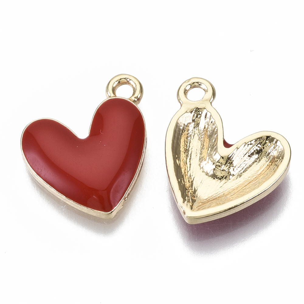 Privjesak emajl Srce crveno, vel 16x5x3 mm, 1 kom EM9