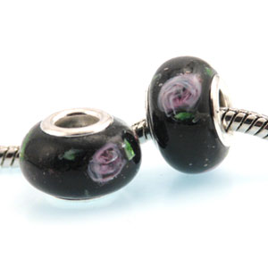 Perlica Violet Rose, 1 kom, lampwork staklo, E1