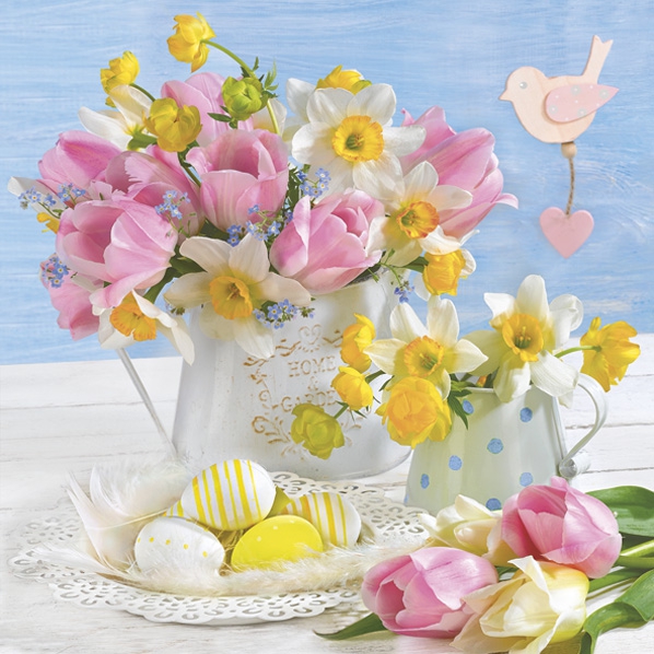 Salveta Pastel spring flowers with easter eggs SU6