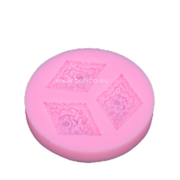 Kalup silik. Ornament romb s ružicama, 79mmx12mm, unut.vel.43x28mm, KAL29
