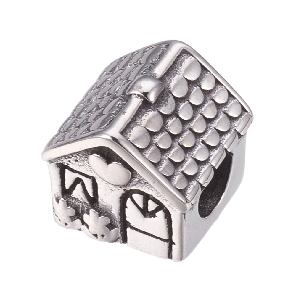 Perlica"Kućica"vel 10x10x10 mm, rupa 4 mm,1 kom, SS35
